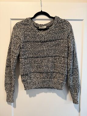BCBGeneration Black & White Marled Crewneck Sweater